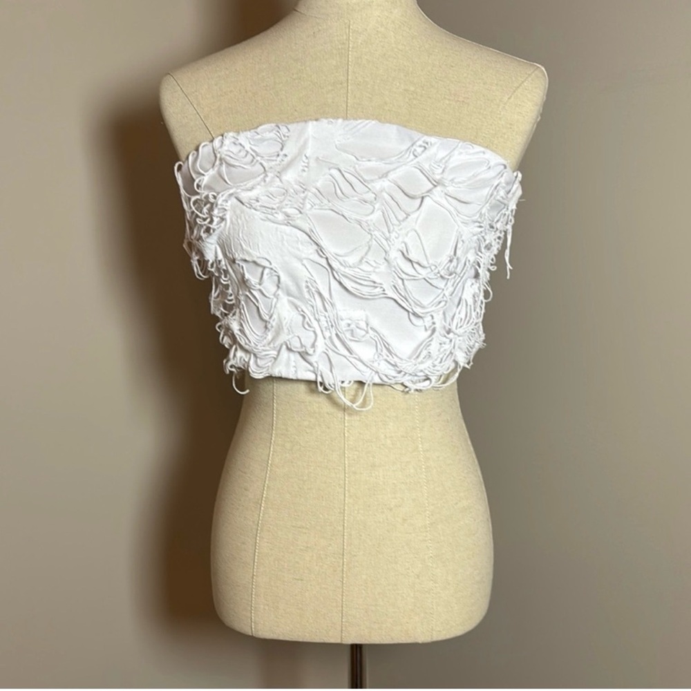 AKIRA White Strapless Tube Crop Top Festival Y2K Grunge NWT Multiple Sizes